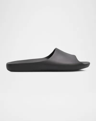 The Row Ama Rubber Flat Slide Sandals In Black