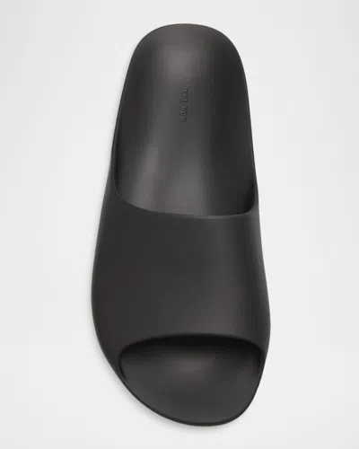 The Row Ama Rubber Flat Slide Sandals In Black