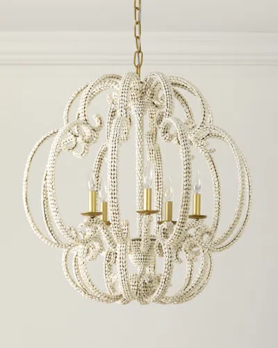Neiman Marcus Scroll Shell 5-light Chandelier - 25" In Silver