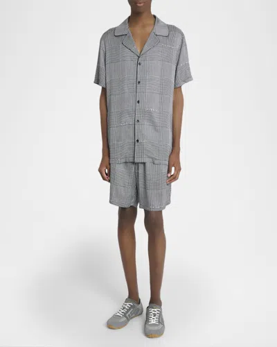 Balmain Houndstooth Elasticated Shorts In Gray