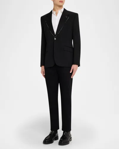 Givenchy Men & Apos;s Fitted Wool Raw-edge Two-button Blazer In Black