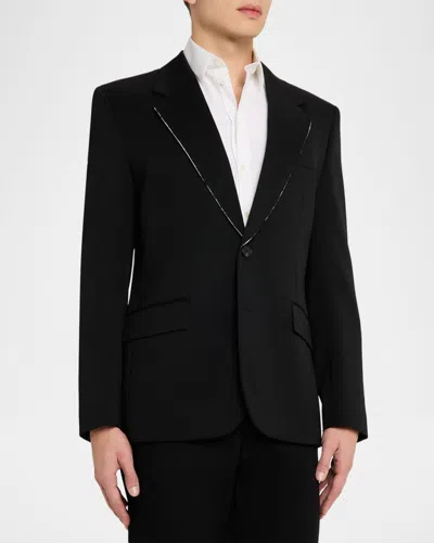 Givenchy Men & Apos;s Fitted Wool Raw-edge Two-button Blazer In Black