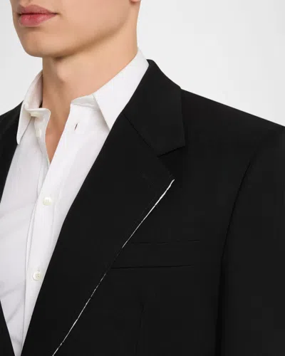 Givenchy Men & Apos;s Fitted Wool Raw-edge Two-button Blazer In Black