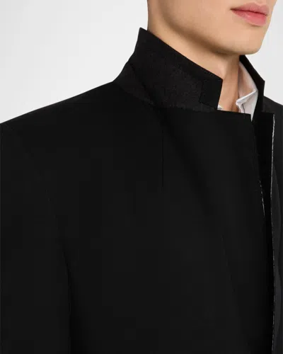 Givenchy Men & Apos;s Fitted Wool Raw-edge Two-button Blazer In Black