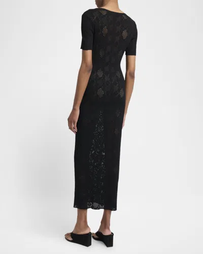 Alaïa Python Lace Knit Midi Dress In Black