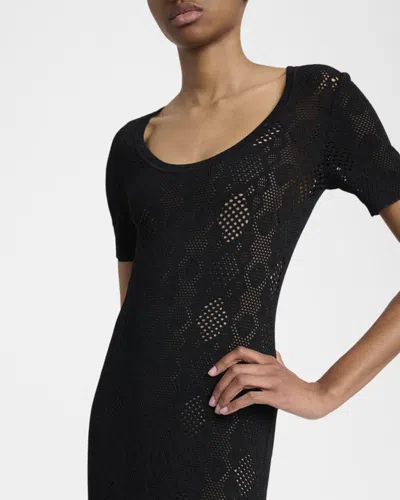 Alaïa Python Lace Knit Midi Dress In Black