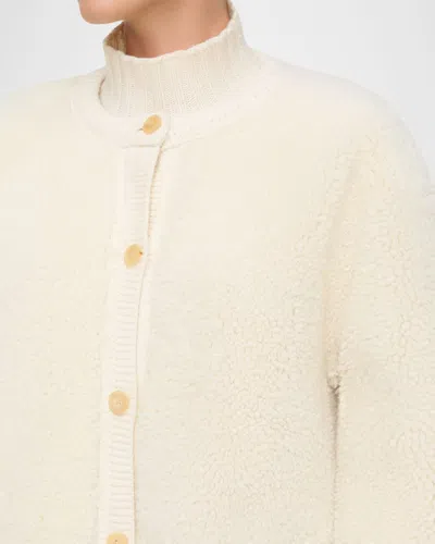 Lafayette 148 Button-down Reversible Shearling Jacket In White