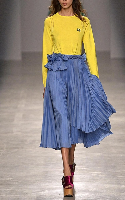 Shop Rochas Pleated Skirt With Ruffle Detail