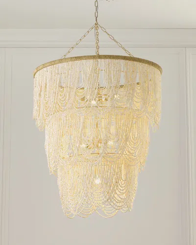Neiman Marcus Draped 34" 4-light Palay Shell Chandelier In Gold