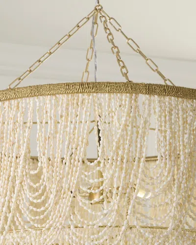 Neiman Marcus Draped 34" 4-light Palay Shell Chandelier In Gold