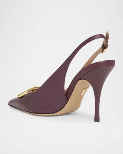 Ferragamo Women Sara 95 Leather Slingback Pumps In Burgundy