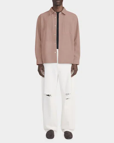 Frame Men's Solid Suede Overshirt In Neutral