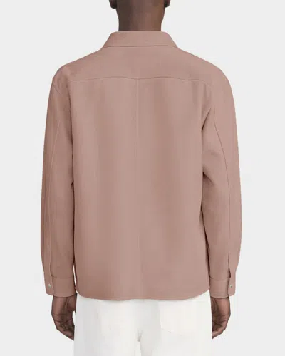 Frame Men's Solid Suede Overshirt In Neutral