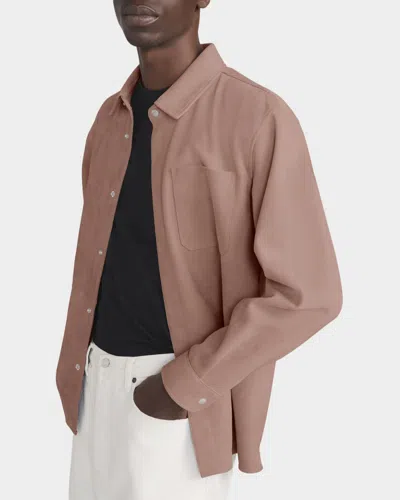 Frame Men's Solid Suede Overshirt In Neutral