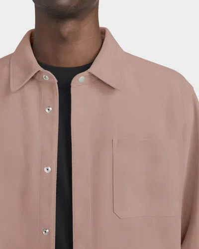 Frame Men's Solid Suede Overshirt In Neutral