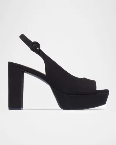 Bernardo Vega Peep-toe Platform Slingback Heels In Black