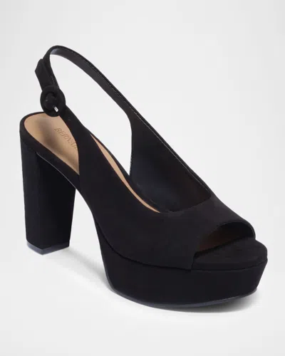 Bernardo Vega Peep-toe Platform Slingback Heels In Black