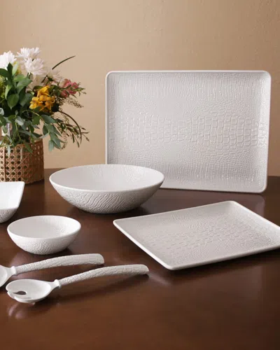 Beatriz Ball Vida Croc Medium Rectangular Tray In White