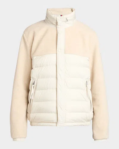 Moncler Mistral High Collar Quilted Zip Pockets Coat In Multi