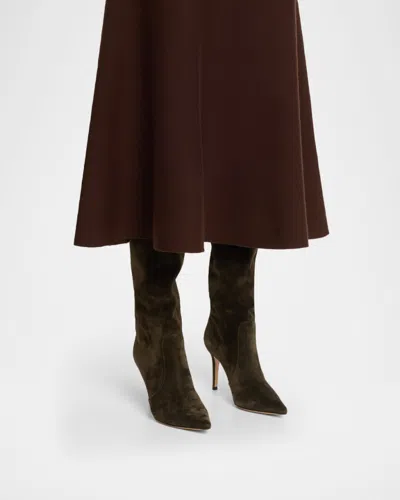 Gianvito Rossi Hansen Suede Pointed-toe Knee Boots In Green