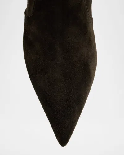 Gianvito Rossi Hansen Suede Pointed-toe Knee Boots In Green