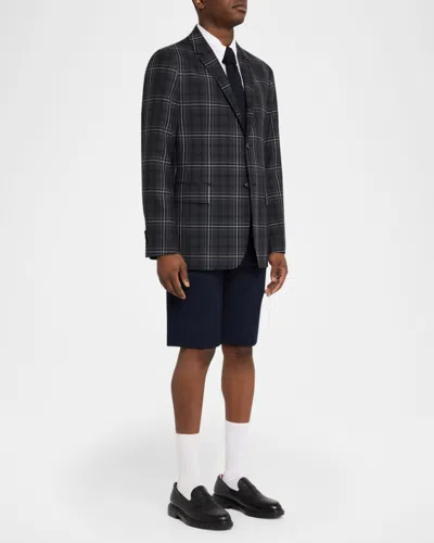 Thom Browne Plaid-pattern Single-breasted Blazer In Black