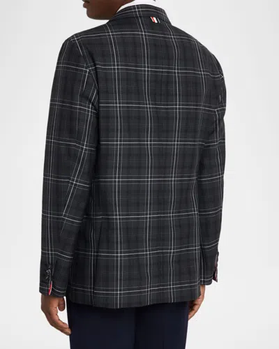 Thom Browne Plaid-pattern Single-breasted Blazer In Black