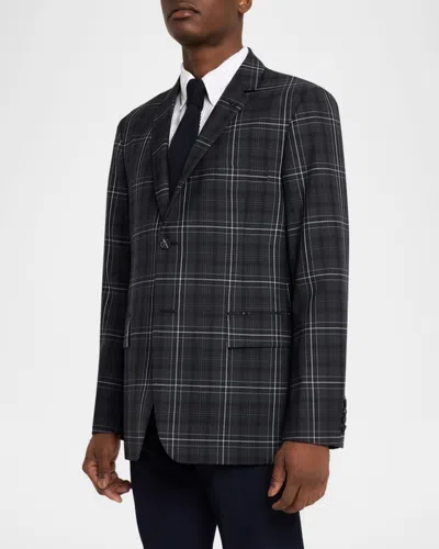 Thom Browne Plaid-pattern Single-breasted Blazer In Black