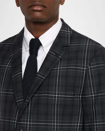 Thom Browne Plaid-pattern Single-breasted Blazer In Black