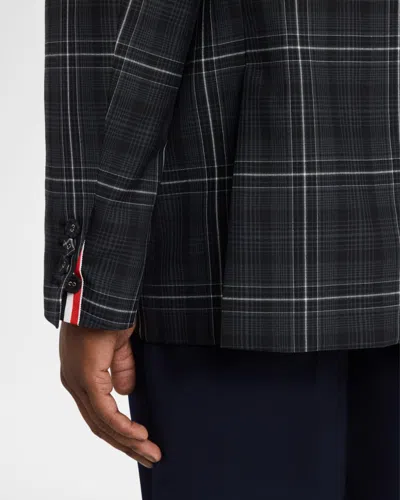 Thom Browne Plaid-pattern Single-breasted Blazer In Black