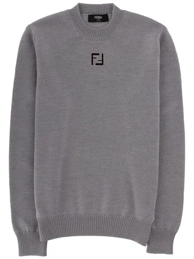 Fendi Crew Neck Pullover In Gray