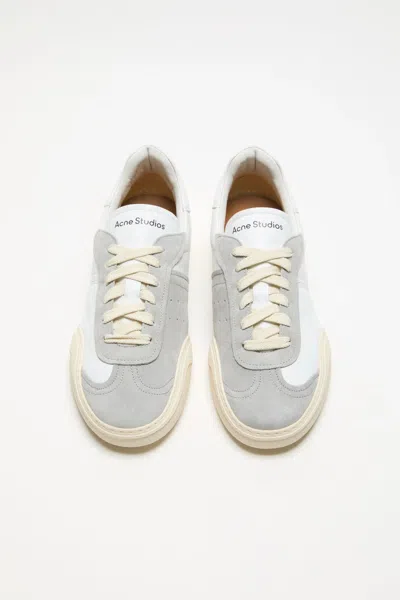 Acne Studios Suede-trimmed Leather Sneakers In Gray