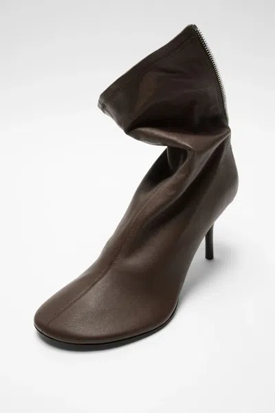 Acne Studios Round-toe Leather Ankle Boots In Brown