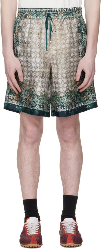 Amiri Multicolor Bandana Silk Bermuda In Green