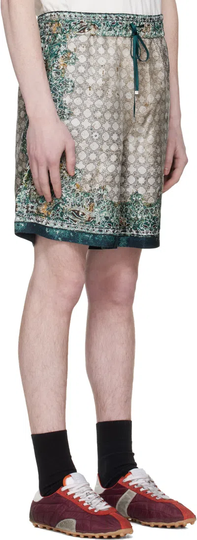 Amiri Multicolor Bandana Silk Bermuda In Green
