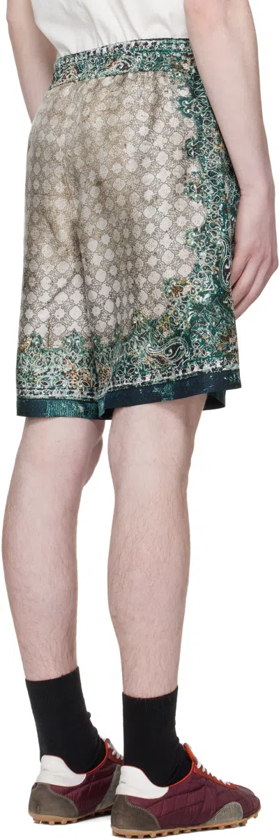 Amiri Multicolor Bandana Silk Bermuda In Green