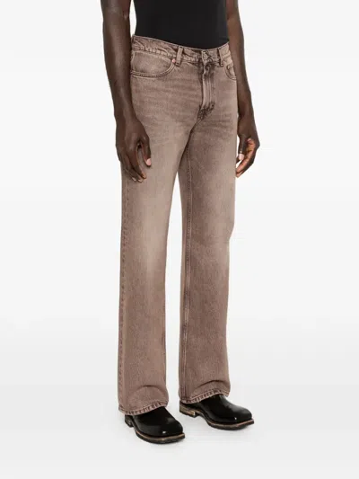 Our Legacy Denim Trousers Faded Effect Belt Loops Five Pockets In Brown