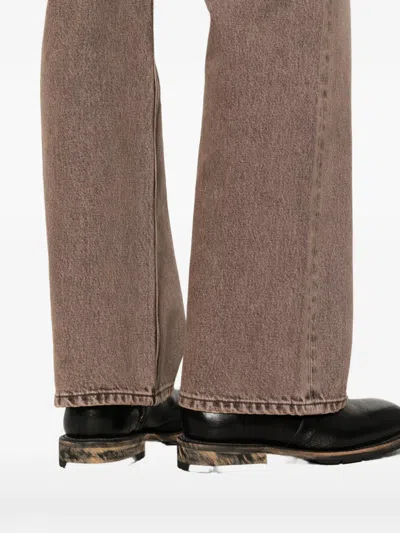Our Legacy Denim Trousers Faded Effect Belt Loops Five Pockets In Brown