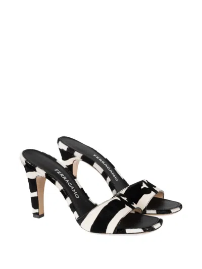 Ferragamo Tatiana Zebra Print High-heeled Sandals In Black