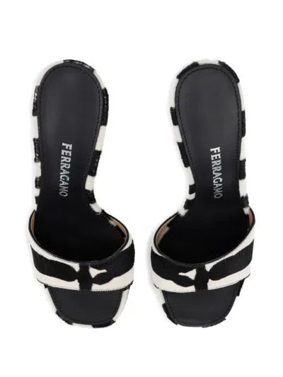 Ferragamo Tatiana Zebra Print High-heeled Sandals In Black