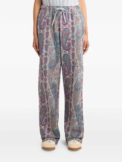 树叶图案棉运动裤