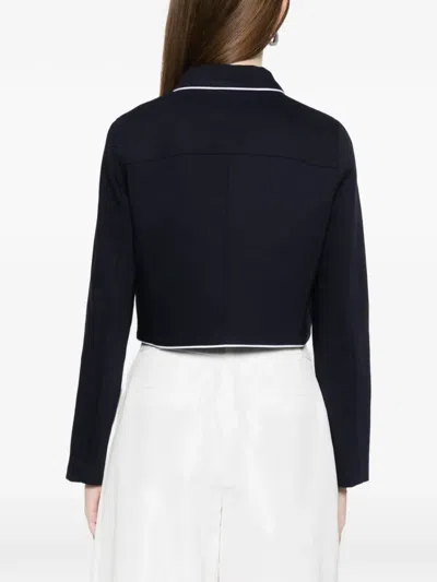 Maje Vussa Button Piped Jacket In Blue