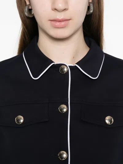 Maje Vussa Button Piped Jacket In Blue