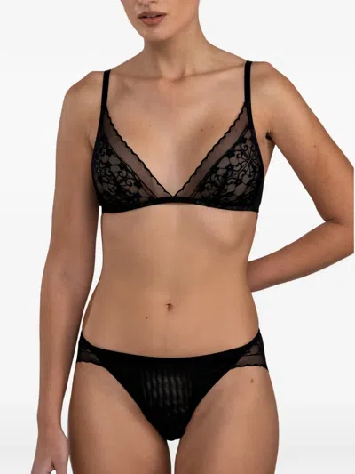 Ame.m レース トライアングルブラ In Black
