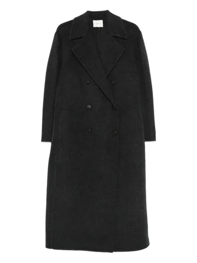 Vince Double-breasted Wool-blend Coat In Gray
