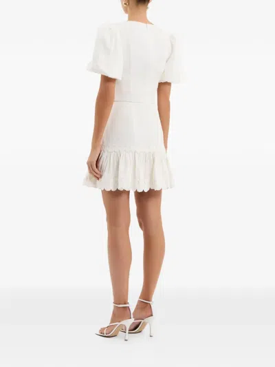 Rebecca Vallance Kahlia Appliquéd Linen-blend Mini Dress In White