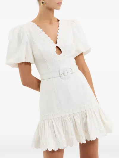 Rebecca Vallance Kahlia Appliquéd Linen-blend Mini Dress In White