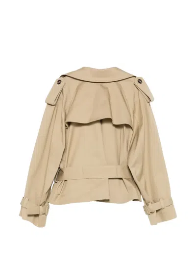 Msgm Logo-patch Double-breasted Jacket In Brown