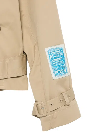 Msgm Logo-patch Double-breasted Jacket In Brown