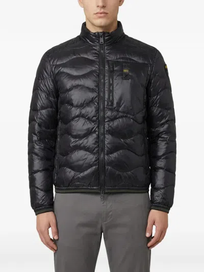 Blauer Zip Quilted Jacket In Black